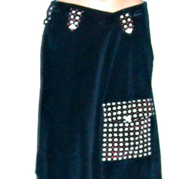 Snak Black Velvet Polka Dot Skirt 6 - Picture 1 of 7